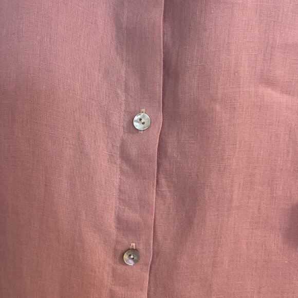 J. Jill Women's Love Linen Size M Pink Dress Shirt Button Front Long Sleeves - Picture 3 of 11